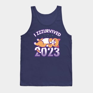 Funny Cute Kawaii Cat New Year 2024 Cat Funny Meme Tank Top